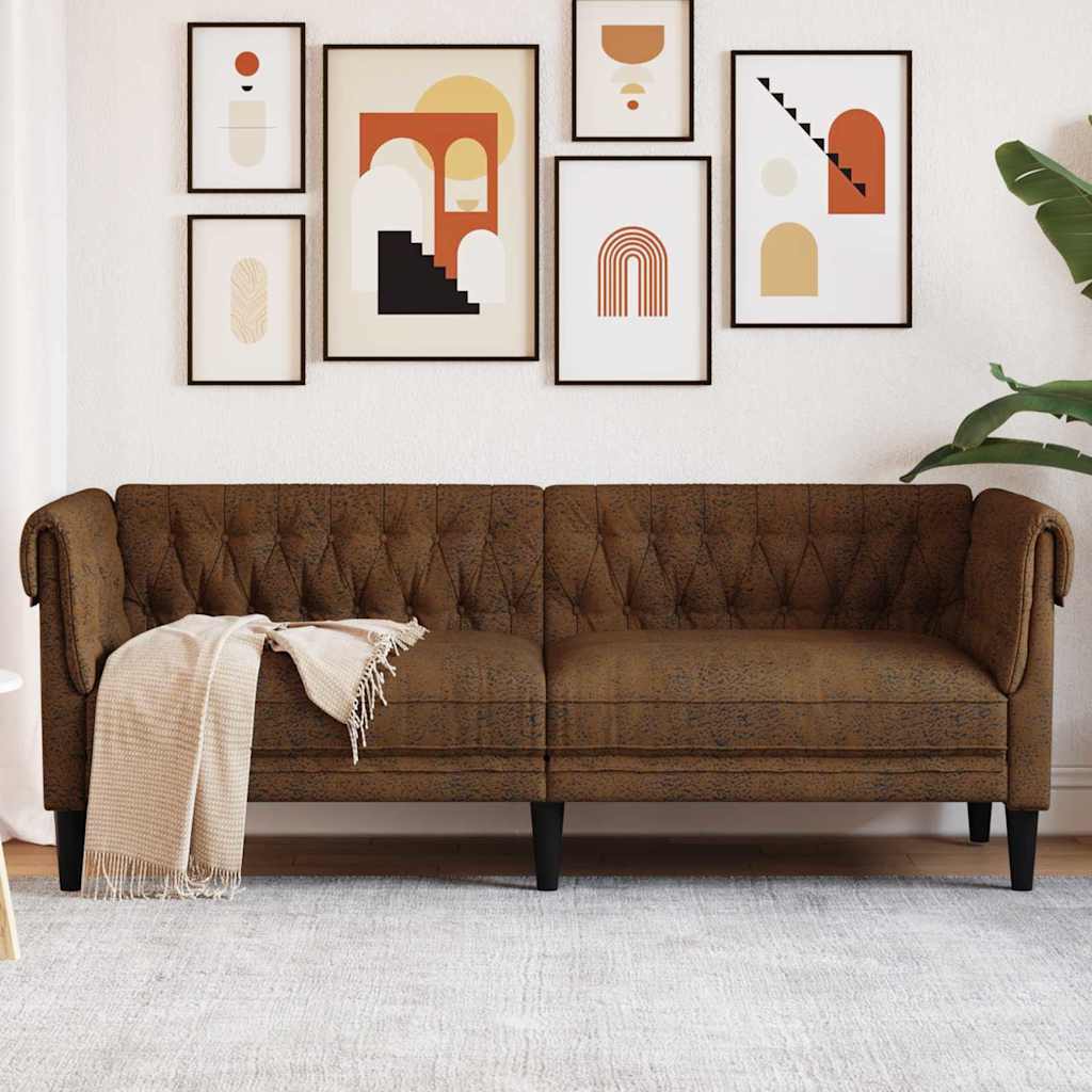 vidaXL Chesterfieldbank Bruin 201.5 x 74.5 x 74.5 cm Faux suede leer