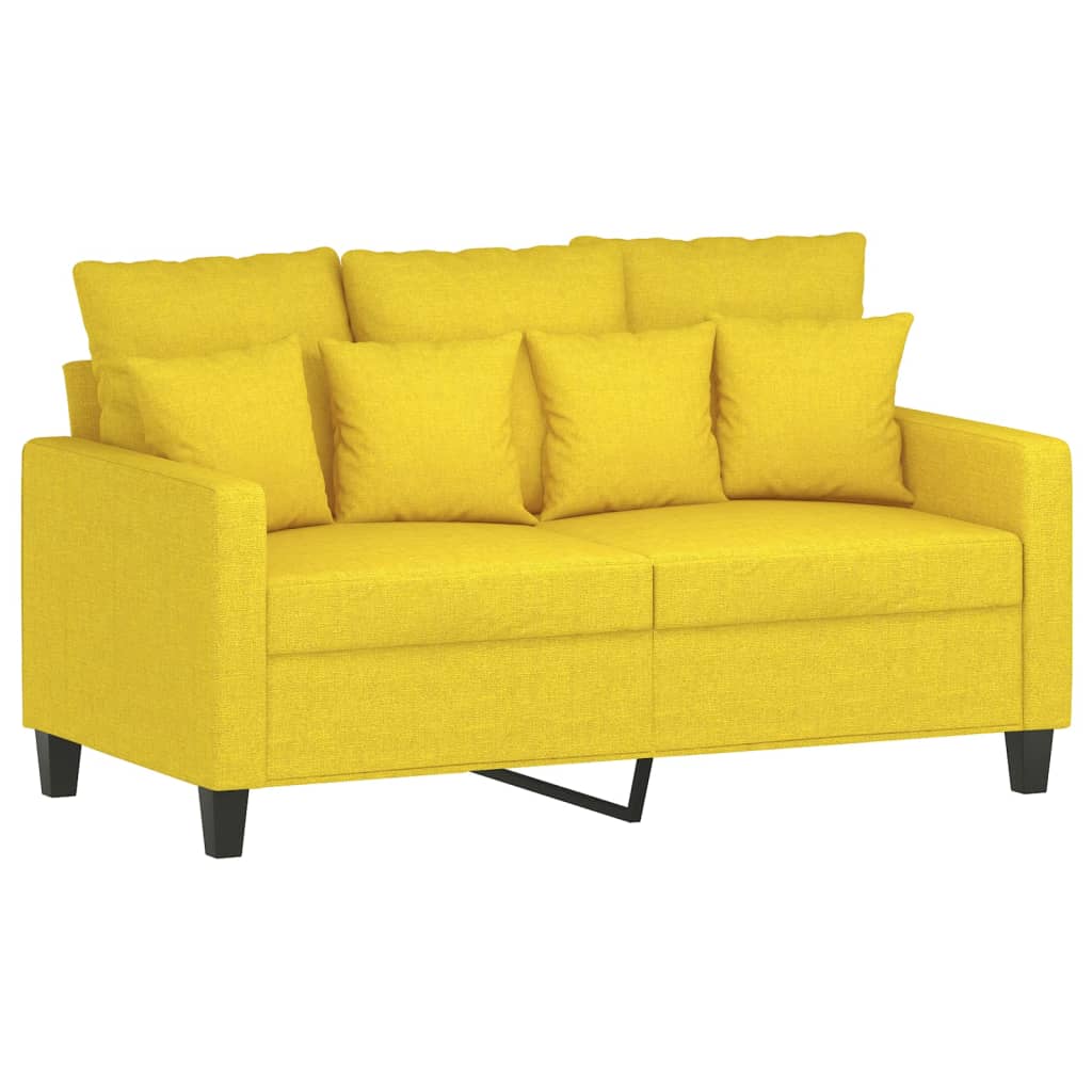 vidaXL 3-delige Loungeset met kussens stof lichtgeel