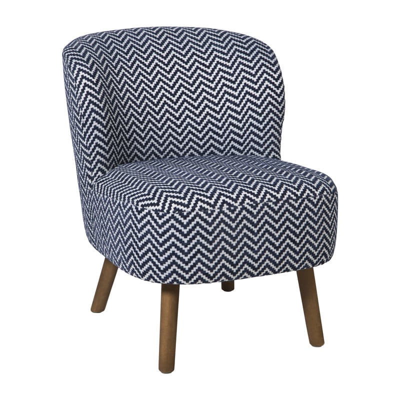 Xenos Fauteuil zigzag - blauw/wit - 69x66x56 cm