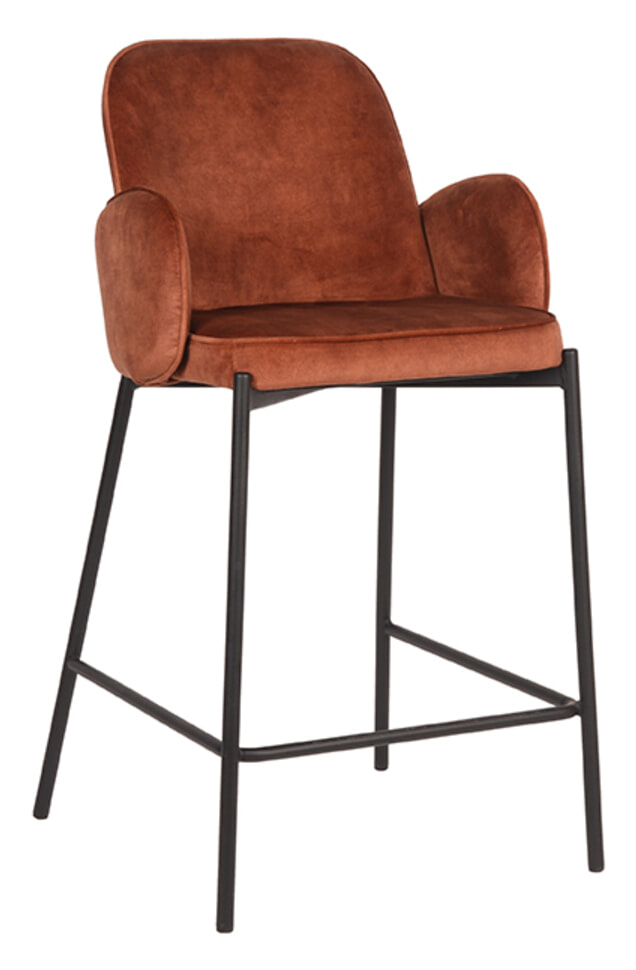 LABEL51 Barkruk Jari Velvet - Roest (zithoogte 65cm)