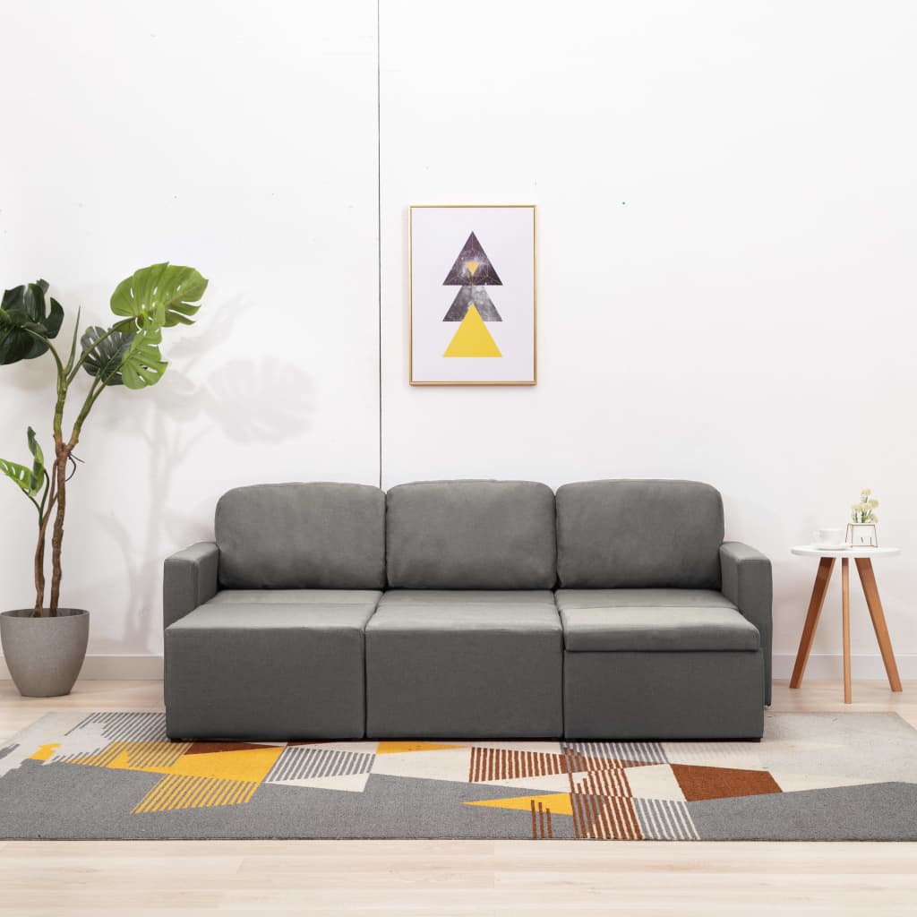 vidaXL Slaapbank driezits modulair stof taupe