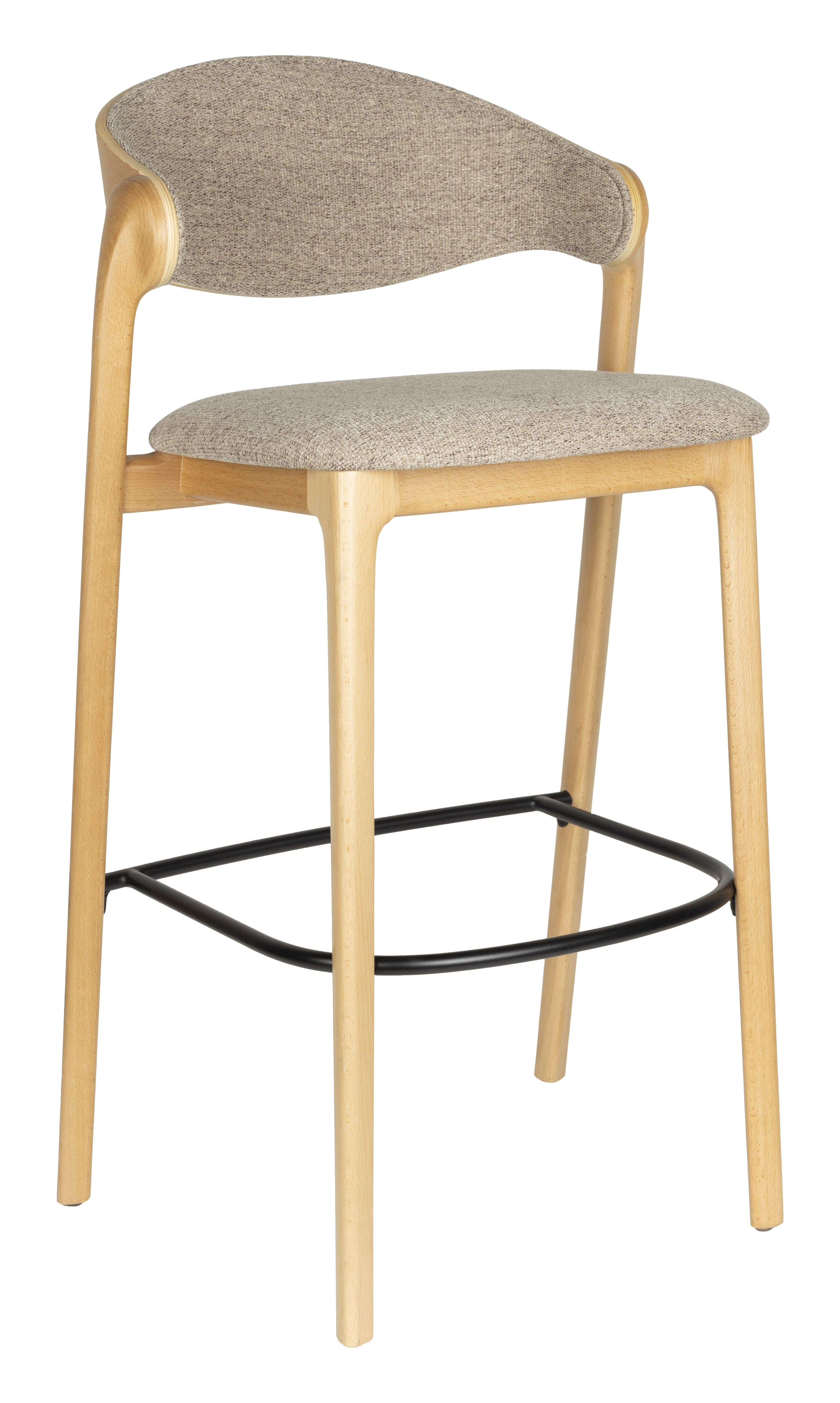 Dutchbone Barstoel Babington Stof en beukenhout - Naturel (zithoogte 65cm)