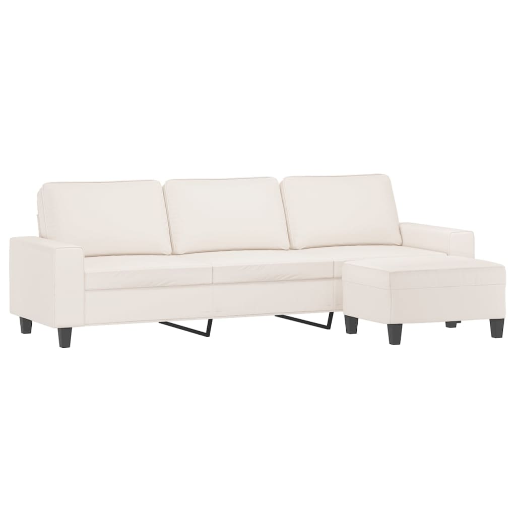 vidaXL Driezitsbank met voetenbank 210 cm microvezelstof beige