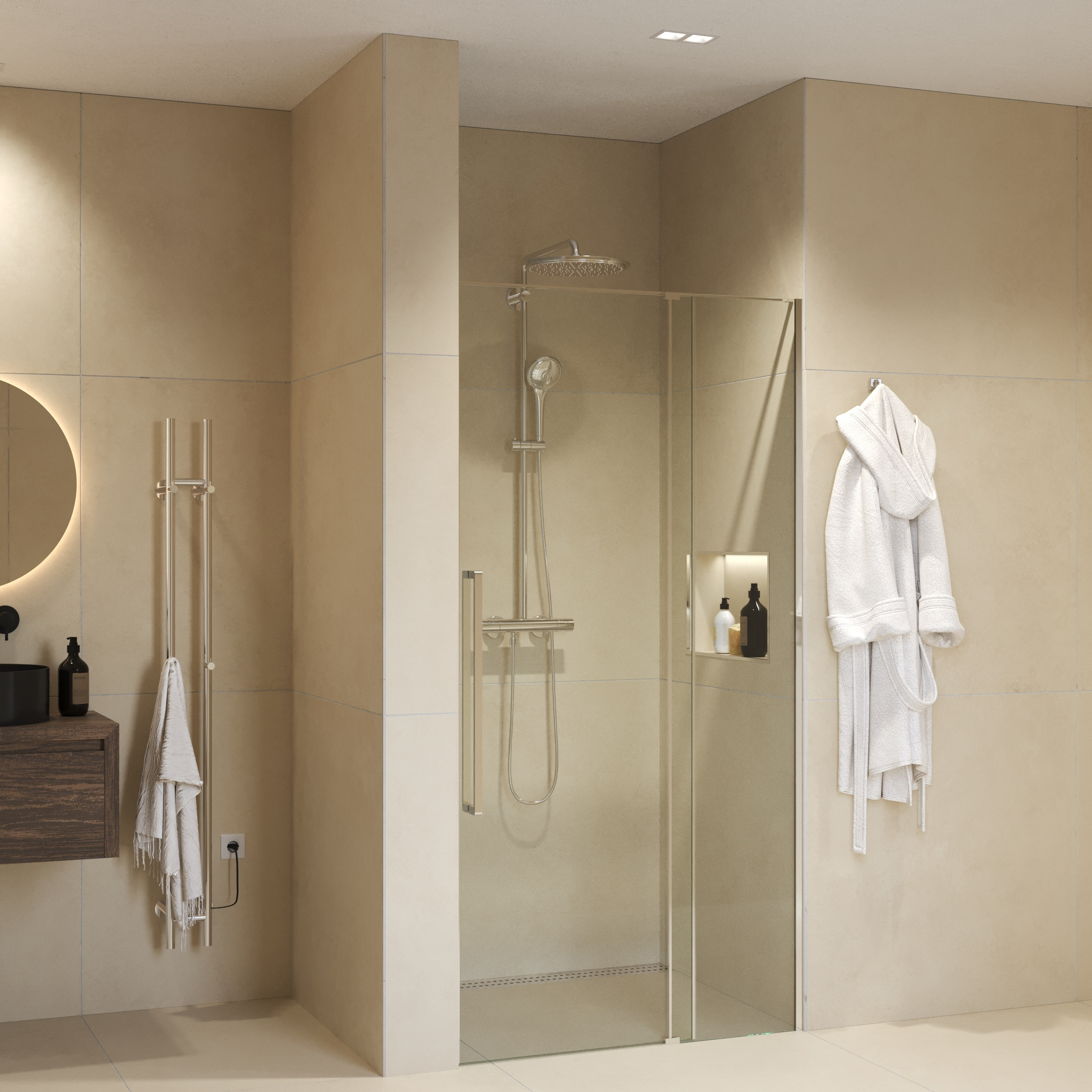 Sanivo Nisdeur  Sena Met Vast Paneel Helder Glas 100x200 cm Met Montageset Chroom
