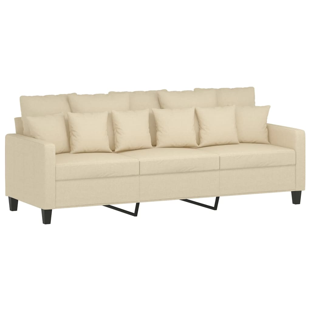 vidaXL 3-delige Loungeset met kussens stof crèmekleurig
