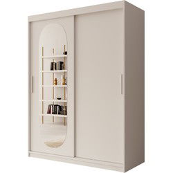 Meubella Kledingkast Bodhi - Wit - 150 cm - Met spiegel