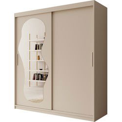 Meubella Kledingkast Ulysses - Beige - 180 cm - Met spiegel