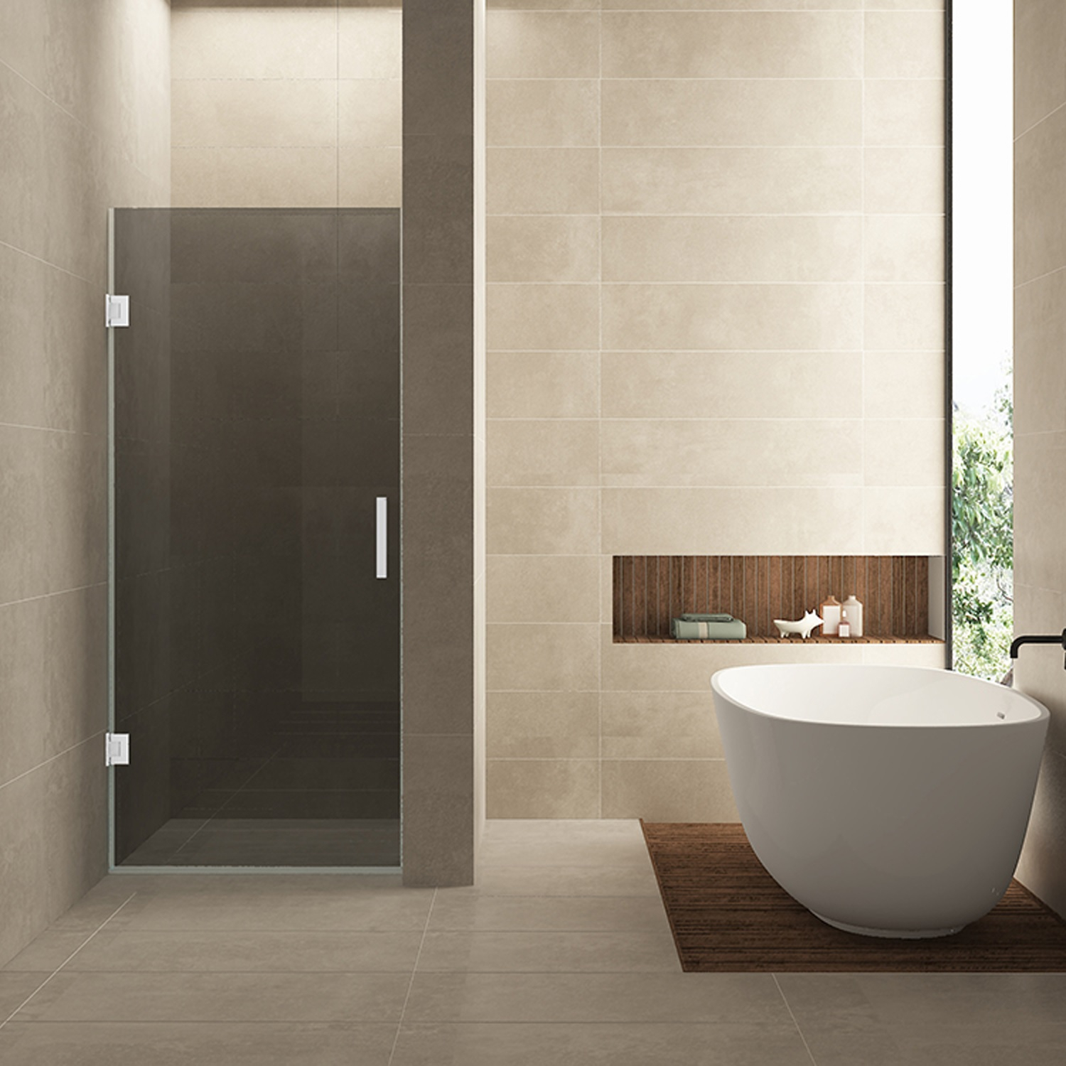 Wiesbaden Nisdeur  Less 90x200 cm 8 mm Nano Rookglas Mat Wit