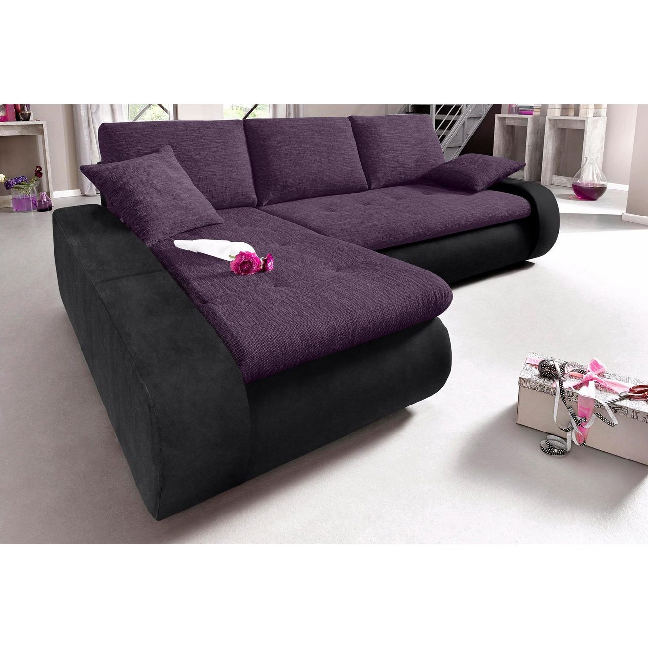TRENDMANUFAKTUR Hoekbank Indie, modern en comfortabel, materiaalmix, OTTO's keuze, L-vorm
