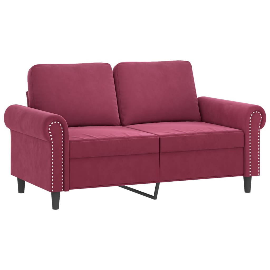 vidaXL 3-delige Loungeset met kussens fluweel wijnrood