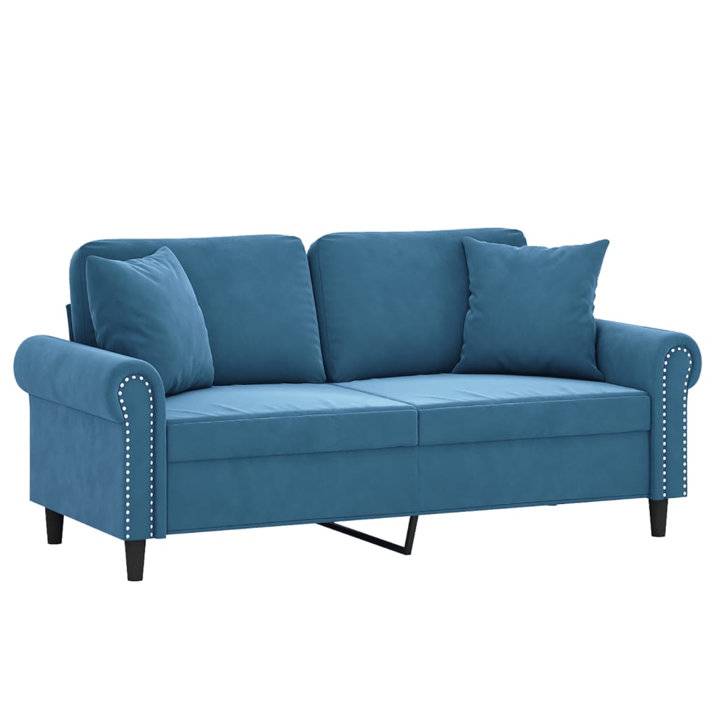 vidaXL Tweezitsbank met sierkussens 140 cm fluweel blauw