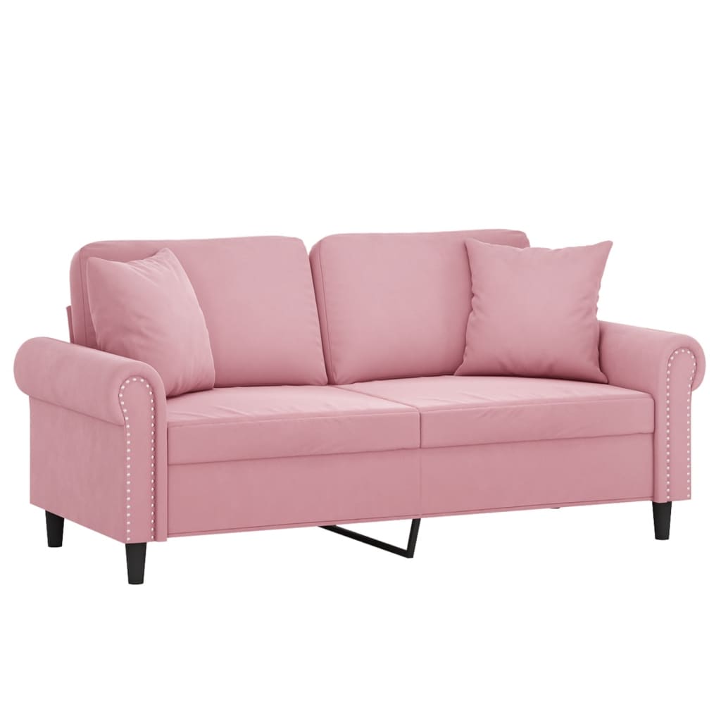 vidaXL Tweezitsbank met sierkussens 140 cm fluweel roze