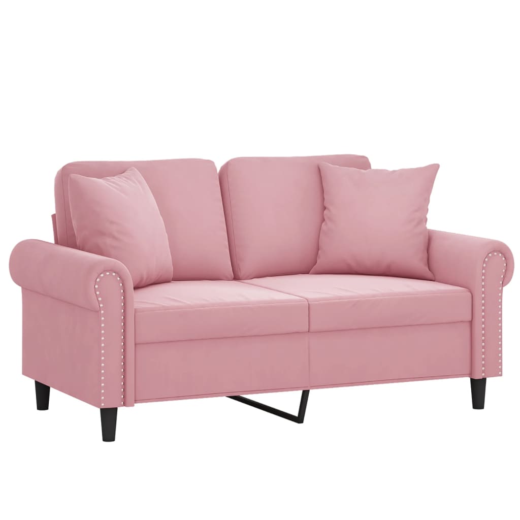 vidaXL Tweezitsbank met sierkussens 120 cm fluweel roze