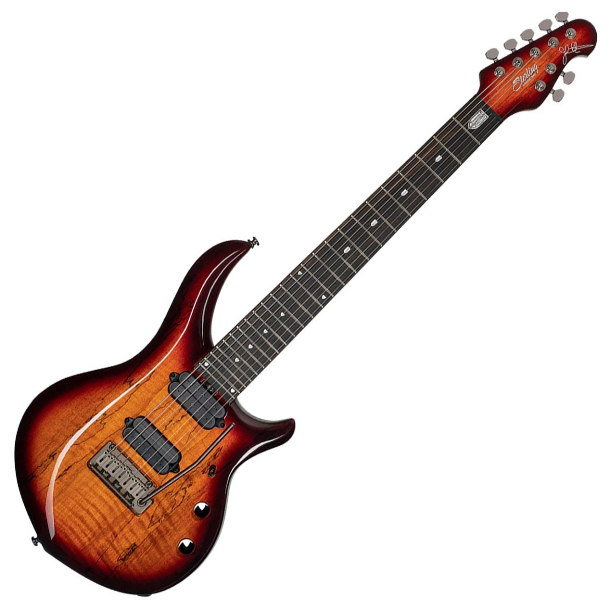 Sterling by Music Man Sterling Majesty MAJ270X Spalted Maple Blood Orange Burst