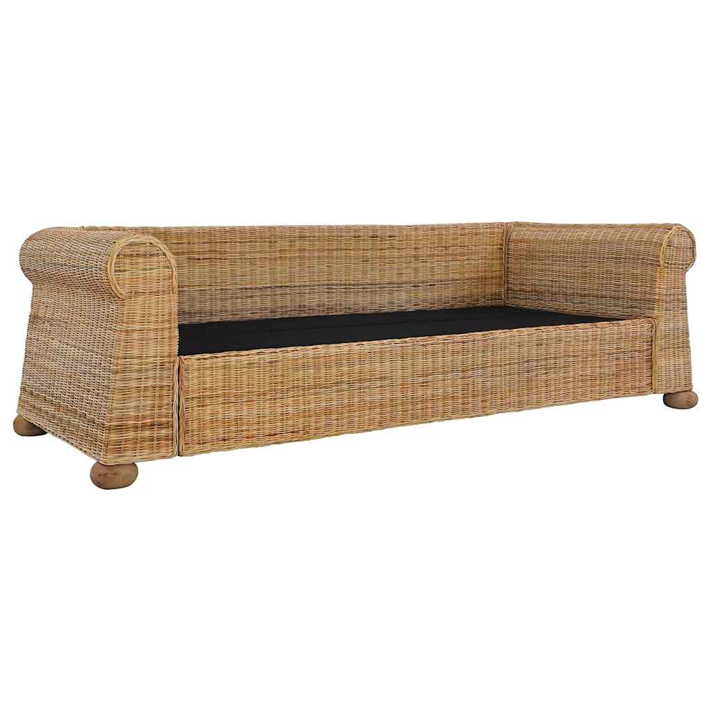 vidaXL Driezitsbank met kussens natuurlijk rattan