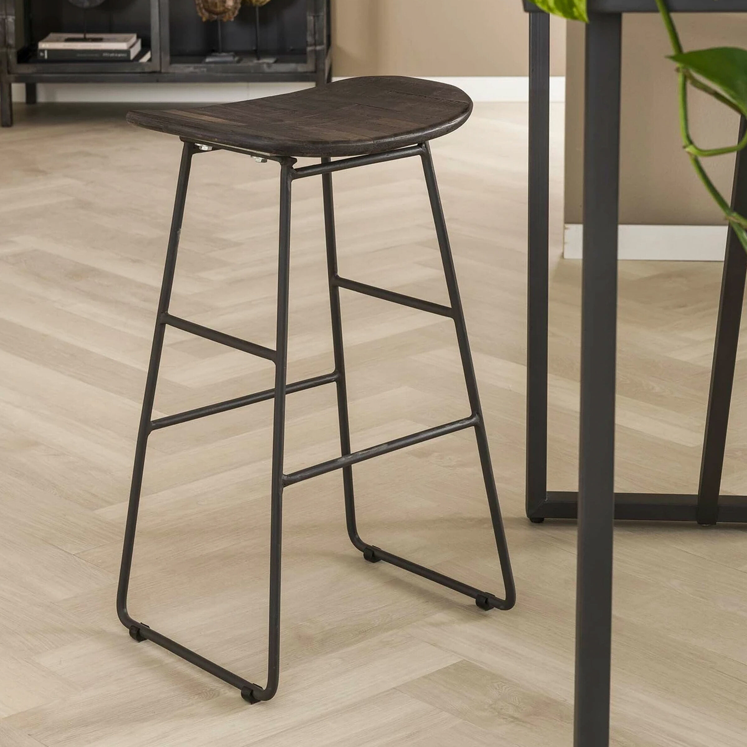 LifestyleFurn Barkruk Ramon Teakhout (zithoogte 61cm) - Teakhout brownwash