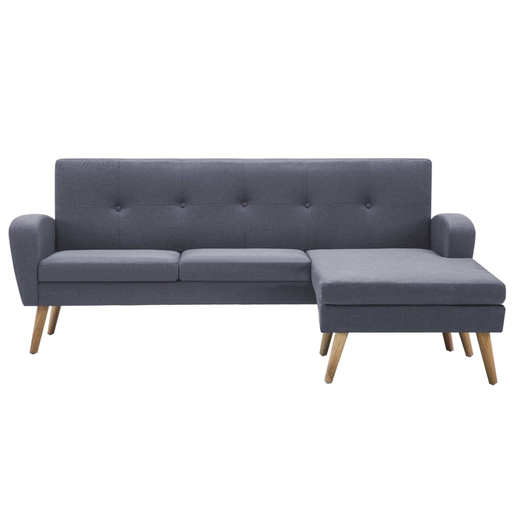 vidaXL Bank L-vormig 186x136x79 cm stoffen bekleding lichtgrijs