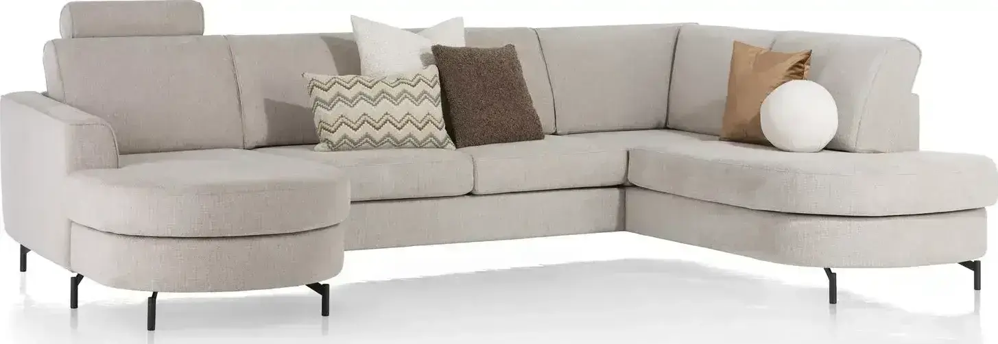 Henders en Hazel | Alcona longchair inclusief 3-zitsbank + ottomane rechts - Vada koper / Vada beige | Zitmeubels woonkamer | Hoekbank