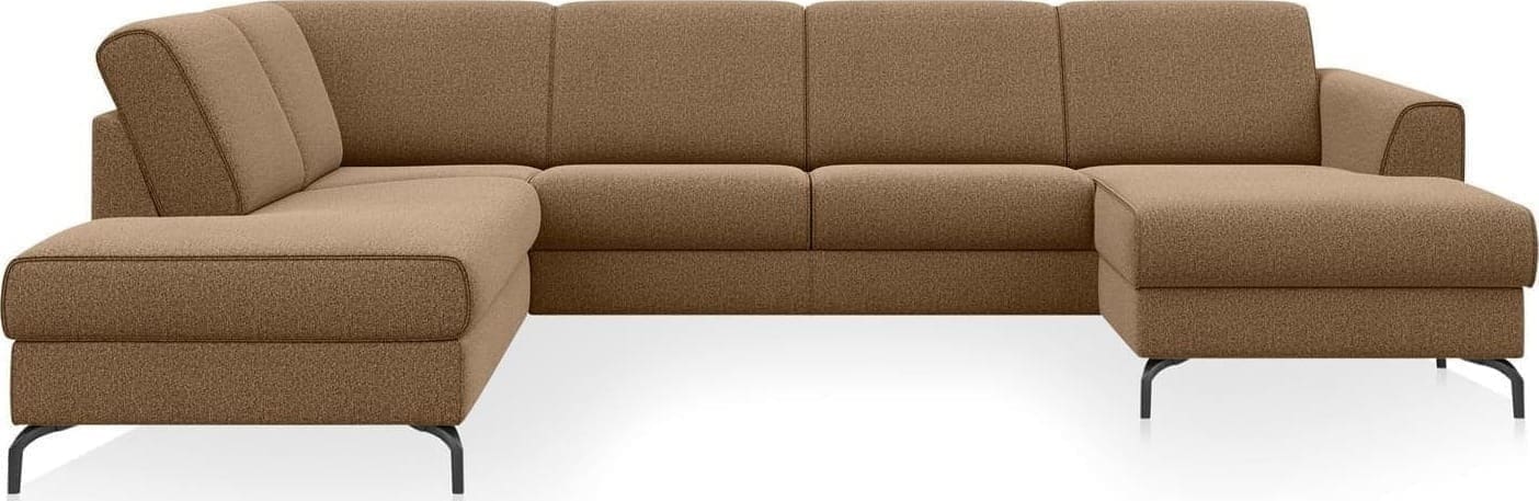 Henders en Hazel | Alcona longchair inclusief 3-zitsbank + ottomane recht - links - Vada koper/Vada beige - koper | Zitmeubels woonkamer | Hoekbank