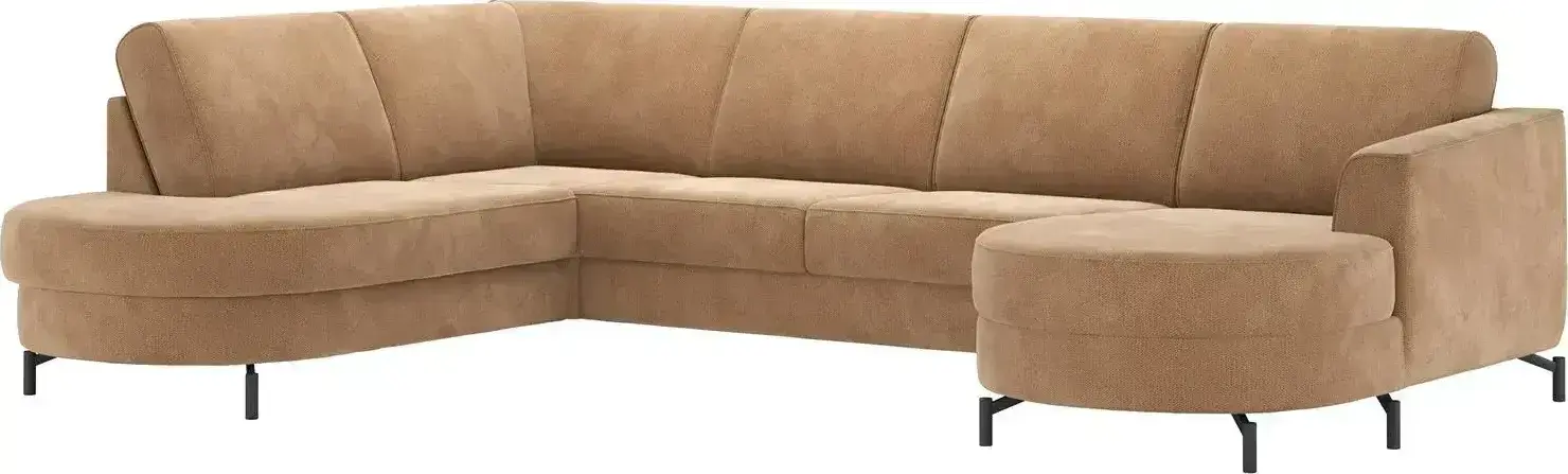 Henders en Hazel | Alcona longchair inclusief 3-zitsbank + ottomane links - Vada koper / Vada beige | Zitmeubels woonkamer | Hoekbank