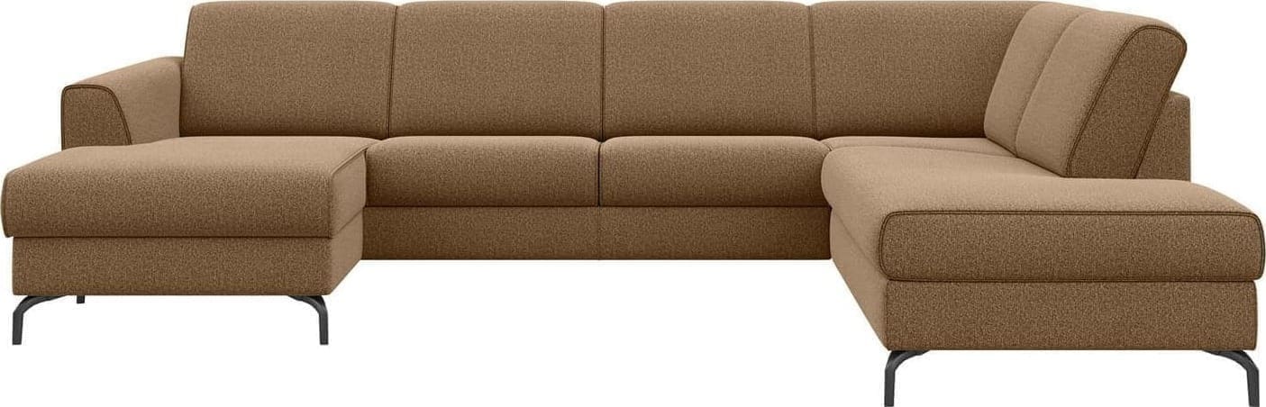 Henders en Hazel | Alcona longchair inclusief 3-zitsbank + ottomane recht - rechts - Vada koper/Vada beige - koper | Zitmeubels woonkamer | Hoekbank