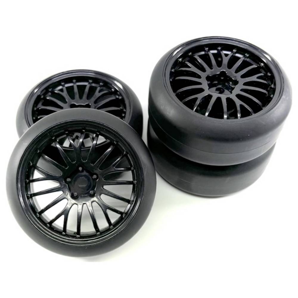 Absima 1:10 Straatmodel Complete wielen Drift Zwart 4 stuk(s)