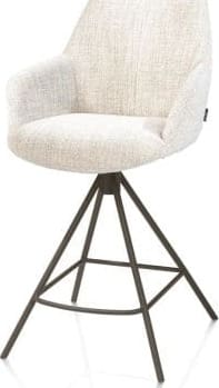 Mats barstoel - metalen 4-pootjes - steelbrown - Luton - creme