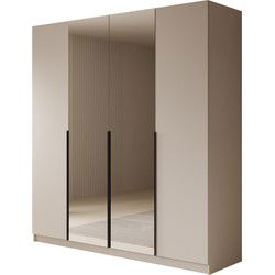 Meubella Kledingkast Sabre - Beige - 200 cm - Met spiegel