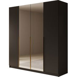 Meubella Kledingkast Sabre 2 - Zwart - 200 cm - Met spiegel