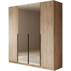 Meubella Kledingkast Sabre - Eiken - 200 cm - Met spiegel