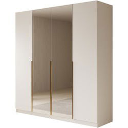 Meubella Kledingkast Sabre 2 - Wit - 200 cm - Met spiegel