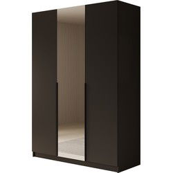 Meubella Kledingkast Sabre - Zwart - 150 cm - Met spiegel