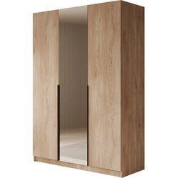 Meubella Kledingkast Sabre - Eiken - 150 cm - Met spiegel