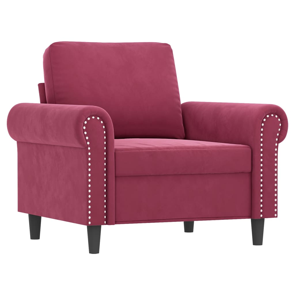 vidaXL 4-delige Loungeset met kussens fluweel wijnrood