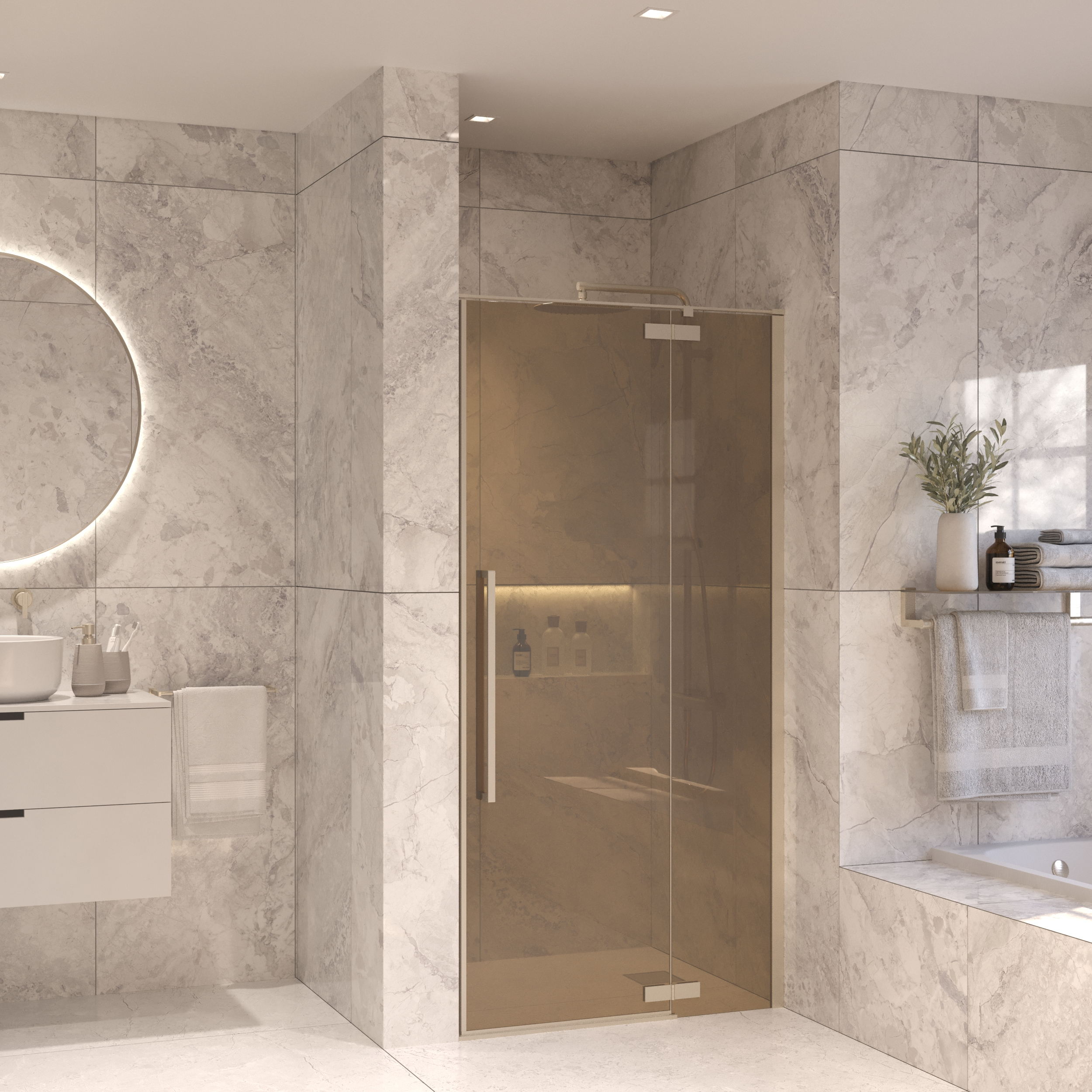 Sanivo Nisdeur Set  Vigo Champagne Glas 100x200 Chroom