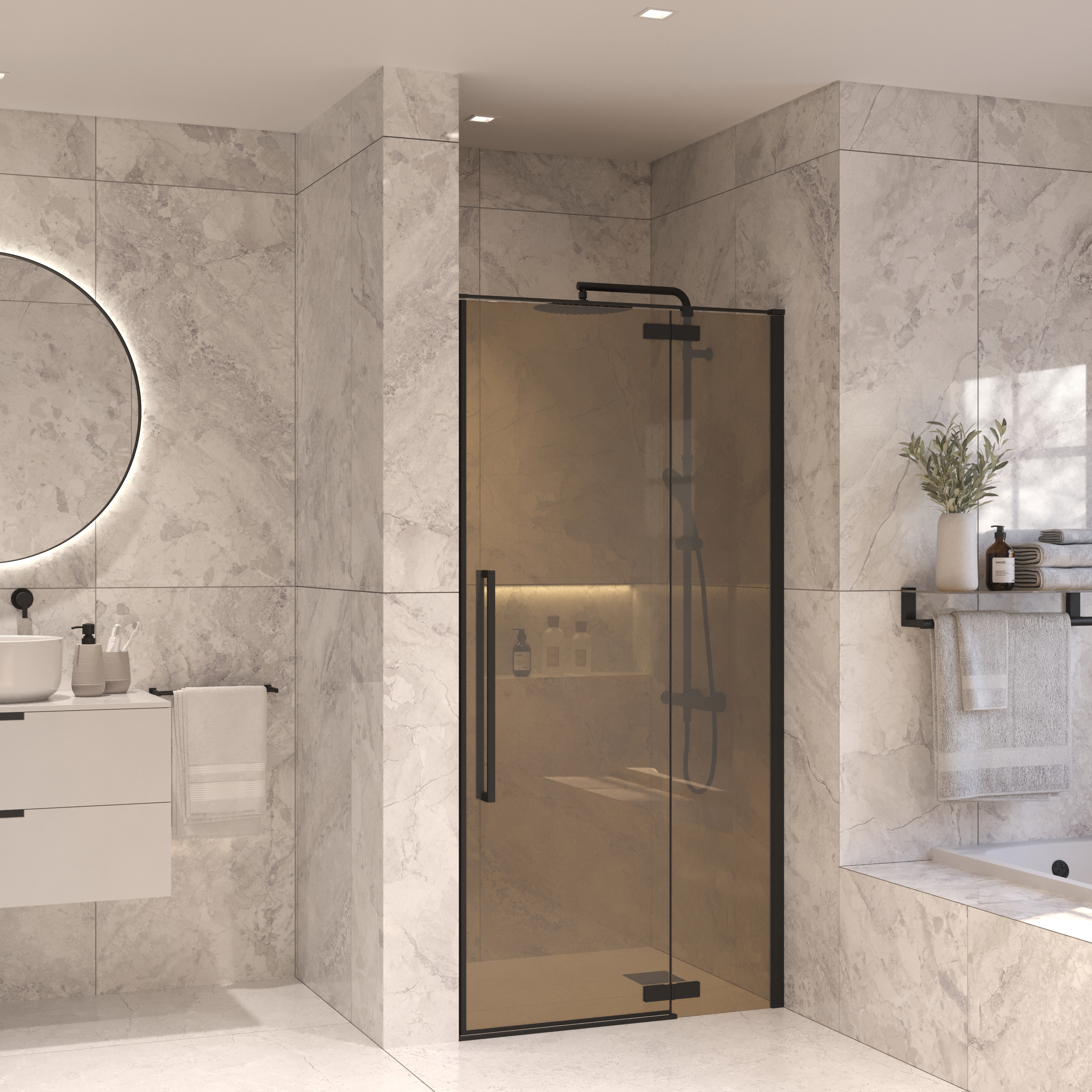 Sanivo Nisdeur Set  Vigo Champagne Glas 80x200 Mat Zwart