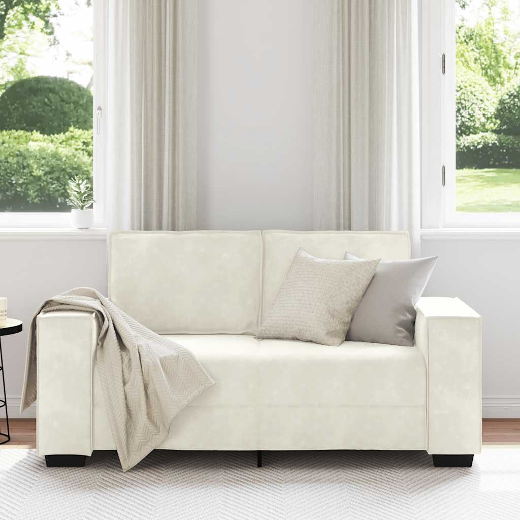 vidaXL Tweezitsbank 120 cm fluweel crèmekleurig