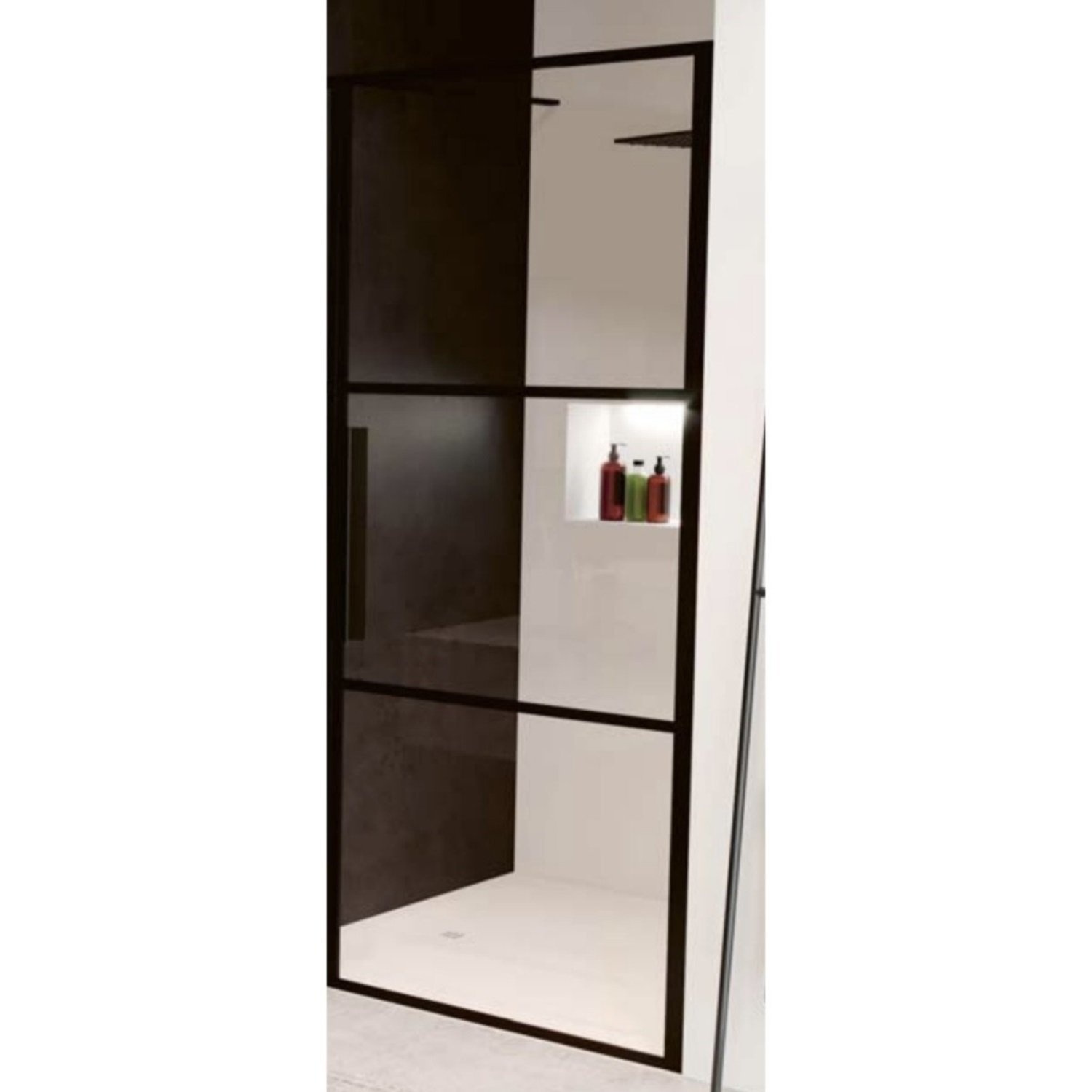 Riho Douchedeur met Klapdeur  Grid 100x200 cm 6 mm Helderglas Zwarte Profielen 