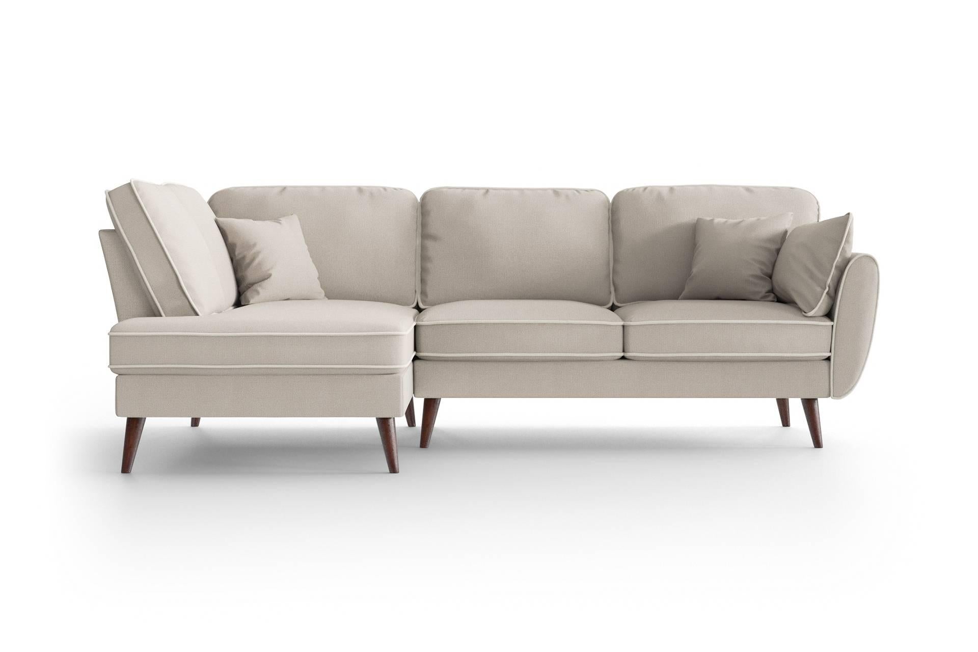 NADUVI Collection Hoekbank Zara links linnen met contrast piping | 