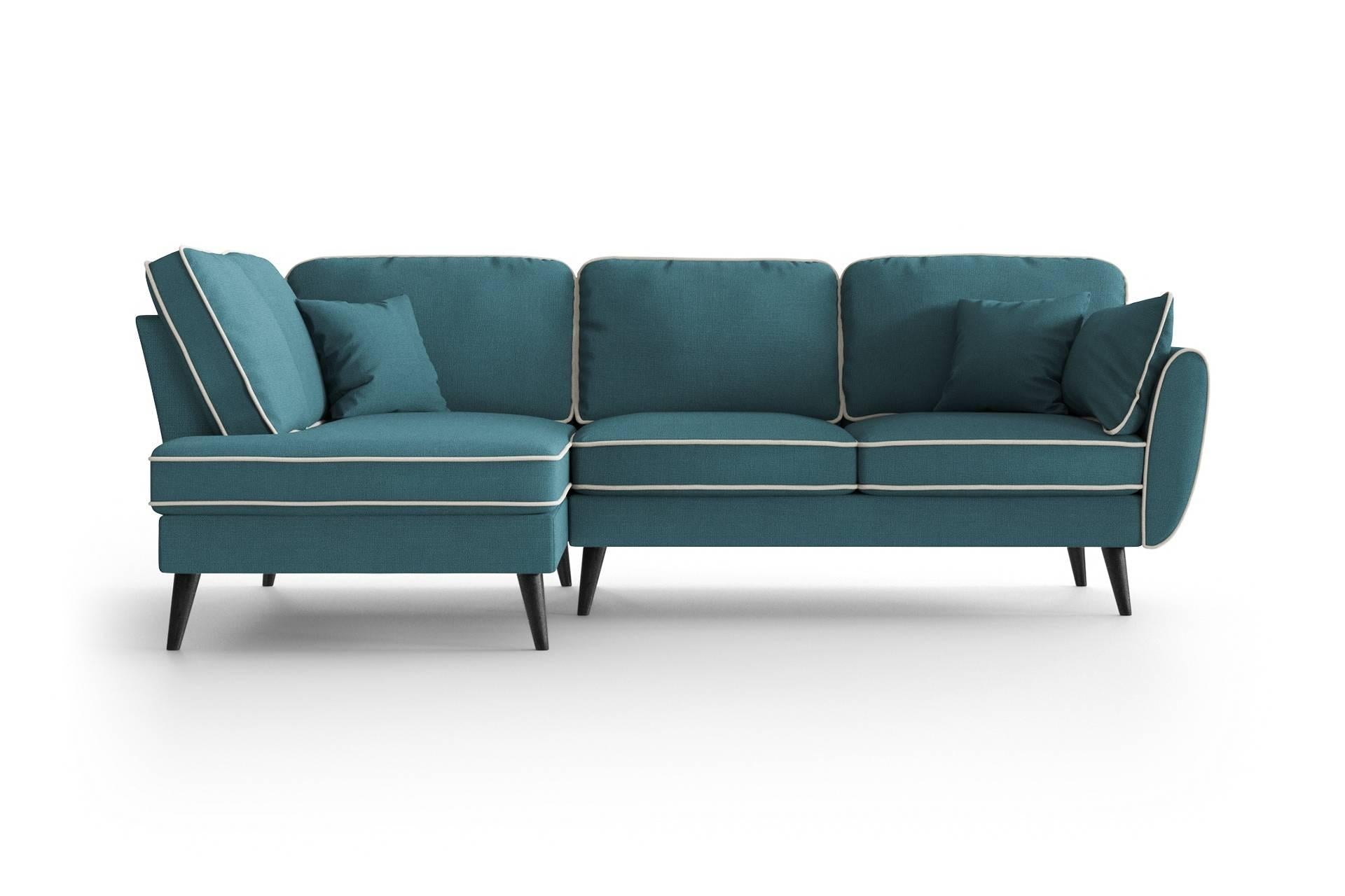 NADUVI Collection Hoekbank Zara links linnen met contrast piping | 