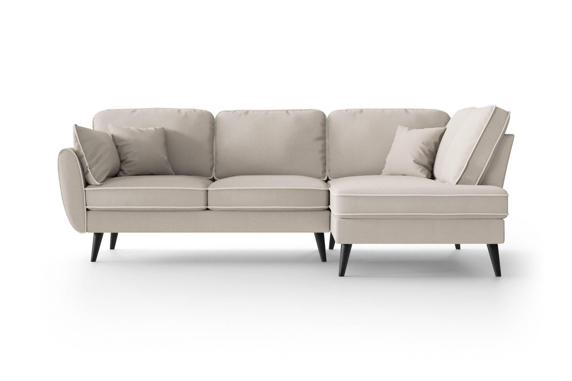 NADUVI Collection Hoekbank Zara rechts linnen met contrast piping | 