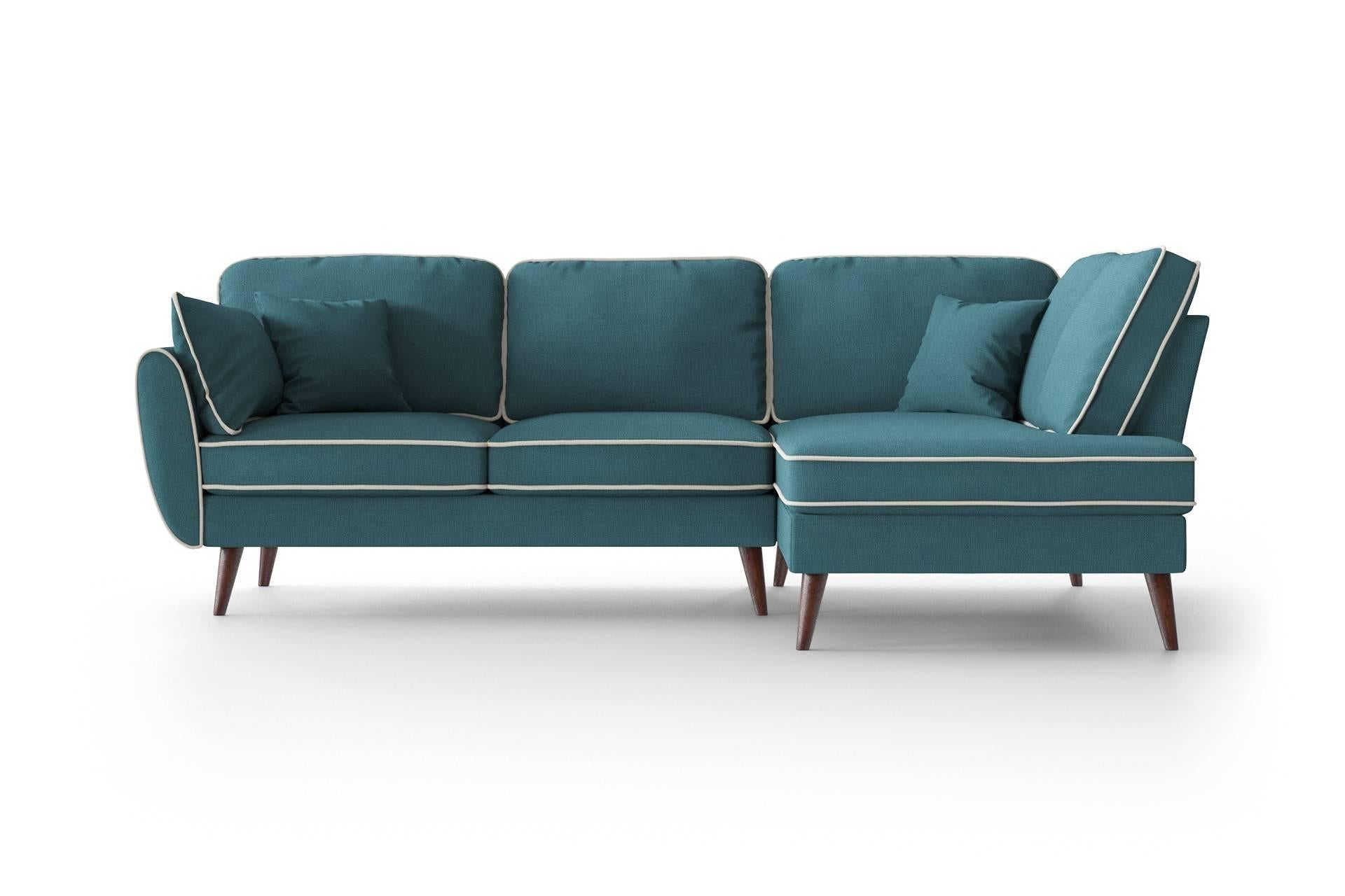 NADUVI Collection Hoekbank Zara rechts linnen met contrast piping | 