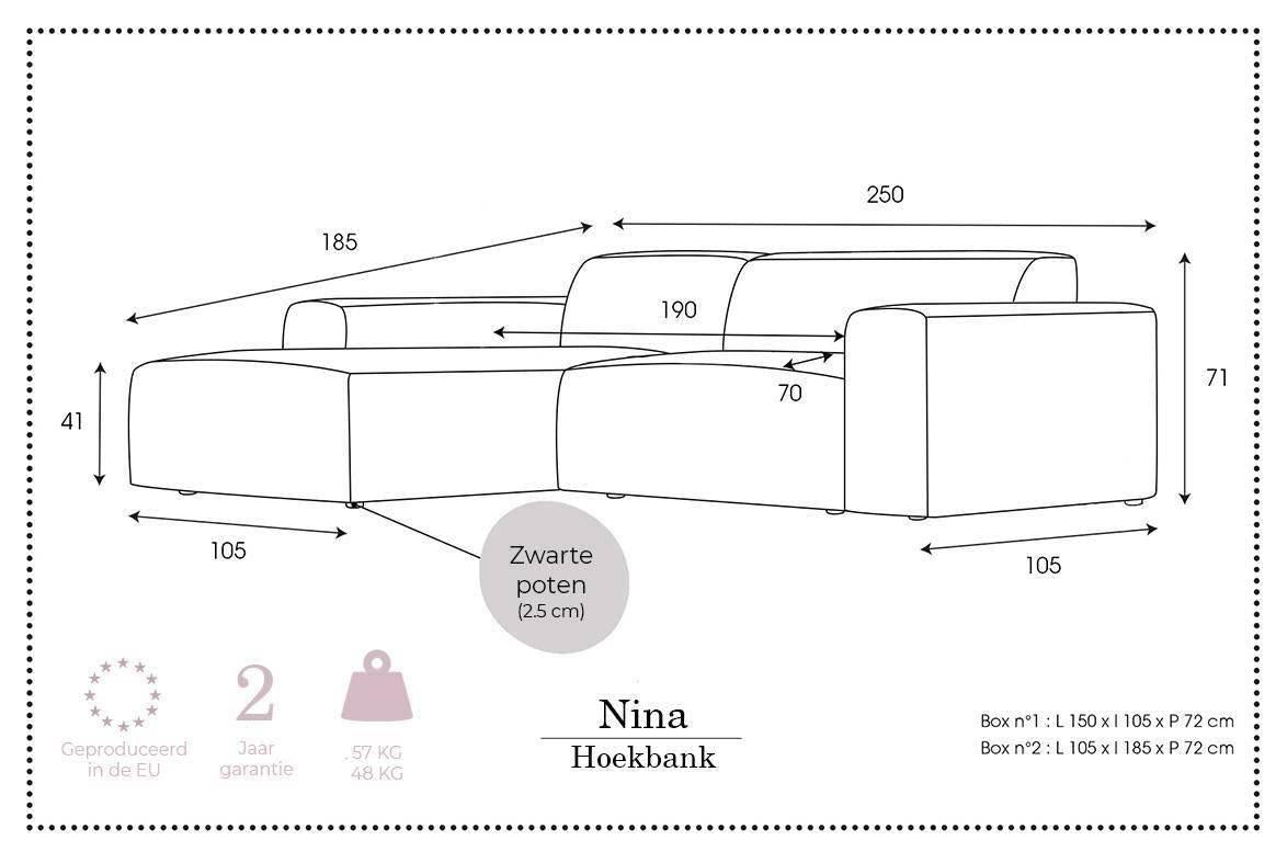NADUVI Collection Hoekbank Nina links ribstof | 