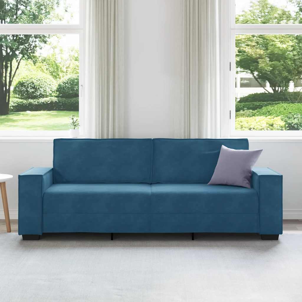 vidaXL Driezitsbank 180 cm fluweel blauw