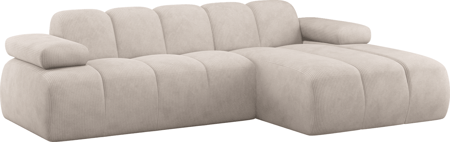 WOOOD | Mojo chaise longue rechts ribstof ecru | Zitmeubels woonkamer | Hoekbank