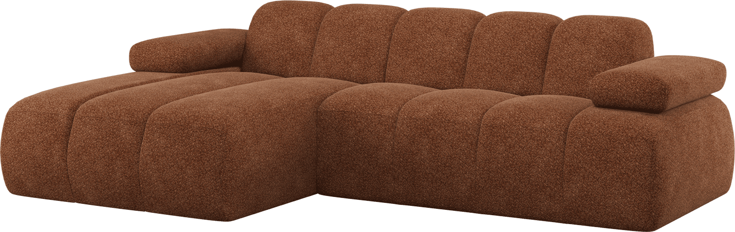 WOOOD | Mojo chaise longue links wollig roestbruin | Zitmeubels woonkamer | Hoekbank