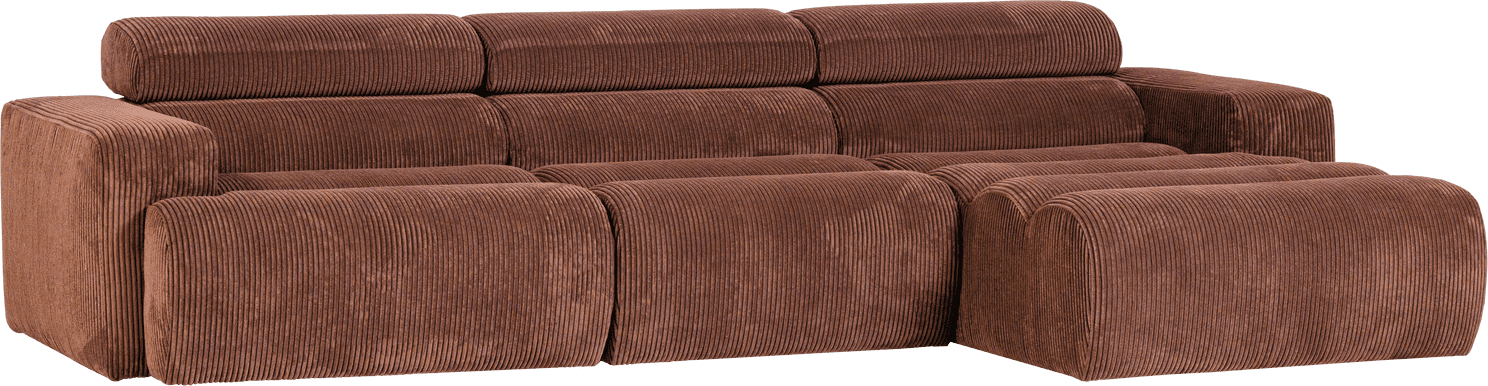 WOOOD | Novi chaise longue rechts ribstof terra | Zitmeubels woonkamer | Hoekbank