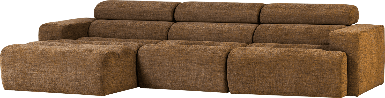 WOOOD | Novi chaise longue links karamelbruin melange | Zitmeubels woonkamer | Hoekbank