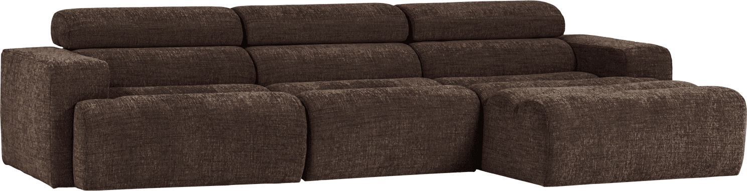 WOOOD | Novi chaise longue rechts donkerbruin melange | Zitmeubels woonkamer | Hoekbank