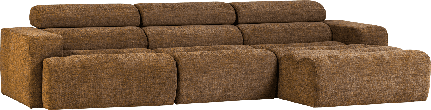 WOOOD | Novi chaise longue rechts karamelbruin melange | Zitmeubels woonkamer | Hoekbank